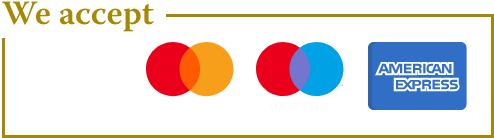 We accept payments through Visa, Mastercard, Maestro, and American Express